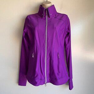 JOFIT Purple Long Sleeve Full Zip Performance Golf Jacket Thumb Holes Size Small